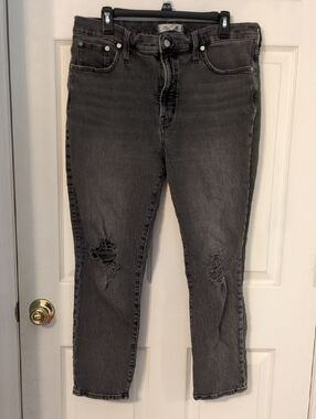 Madewell Gray Distressed Boyfriend Jeans